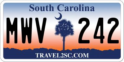 SC license plate MWV242