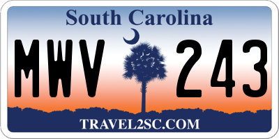 SC license plate MWV243