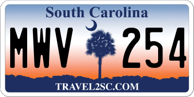 SC license plate MWV254