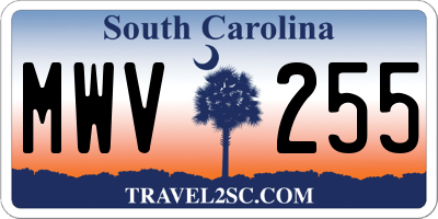 SC license plate MWV255