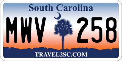 SC license plate MWV258
