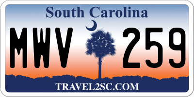 SC license plate MWV259