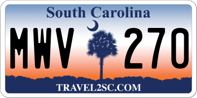 SC license plate MWV270
