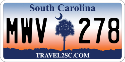 SC license plate MWV278