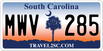 SC license plate MWV285