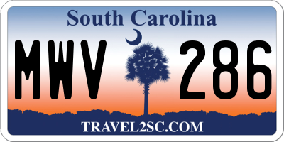 SC license plate MWV286