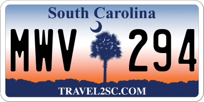 SC license plate MWV294