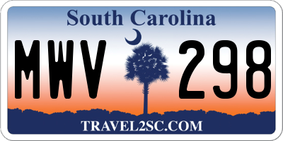 SC license plate MWV298