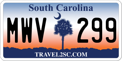 SC license plate MWV299