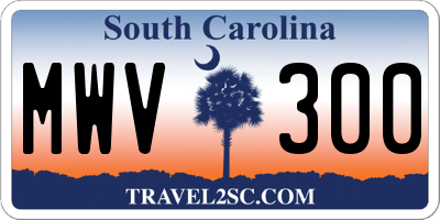SC license plate MWV300