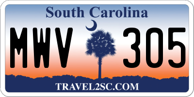 SC license plate MWV305