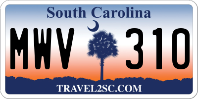 SC license plate MWV310