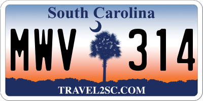 SC license plate MWV314