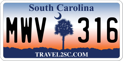 SC license plate MWV316