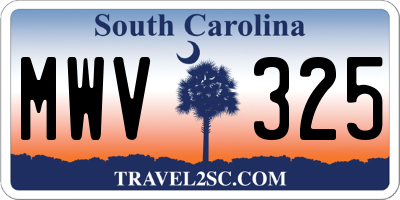 SC license plate MWV325