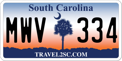 SC license plate MWV334
