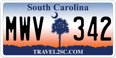 SC license plate MWV342