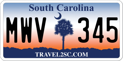 SC license plate MWV345