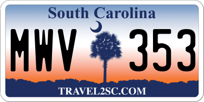 SC license plate MWV353