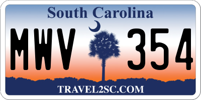 SC license plate MWV354