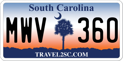 SC license plate MWV360