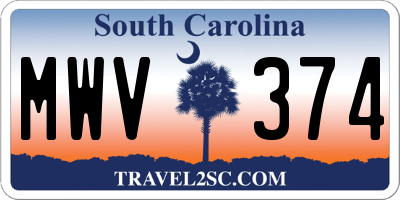 SC license plate MWV374