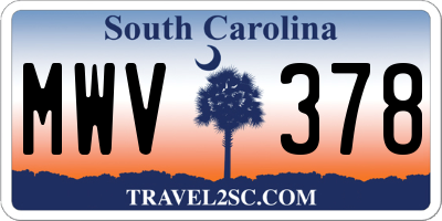 SC license plate MWV378