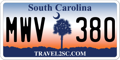 SC license plate MWV380