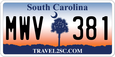 SC license plate MWV381