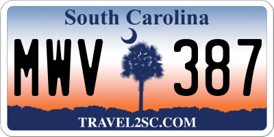 SC license plate MWV387