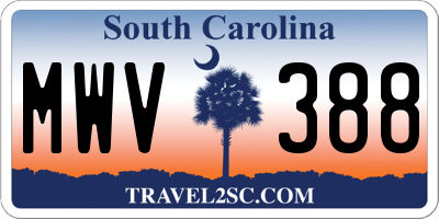 SC license plate MWV388