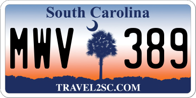 SC license plate MWV389