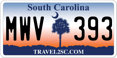 SC license plate MWV393