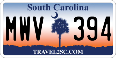 SC license plate MWV394