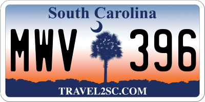 SC license plate MWV396