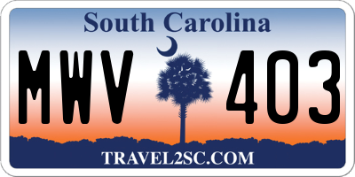 SC license plate MWV403