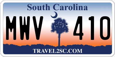 SC license plate MWV410