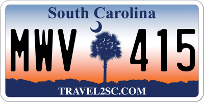 SC license plate MWV415