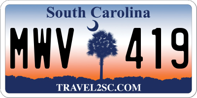 SC license plate MWV419