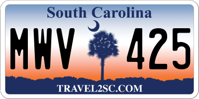 SC license plate MWV425