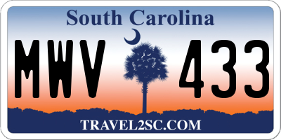 SC license plate MWV433