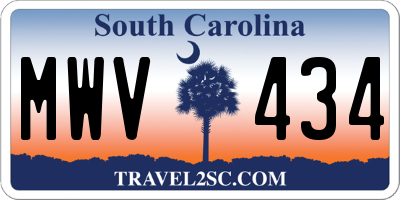 SC license plate MWV434