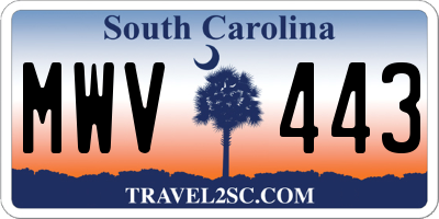 SC license plate MWV443