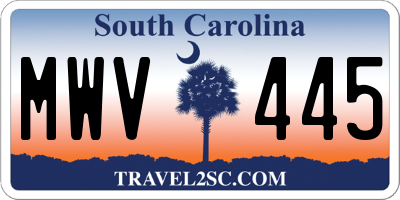 SC license plate MWV445
