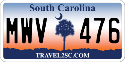 SC license plate MWV476