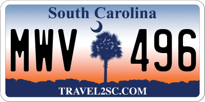 SC license plate MWV496