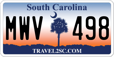 SC license plate MWV498