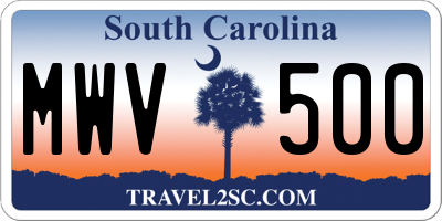 SC license plate MWV500