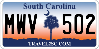 SC license plate MWV502