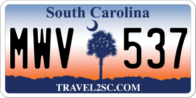 SC license plate MWV537